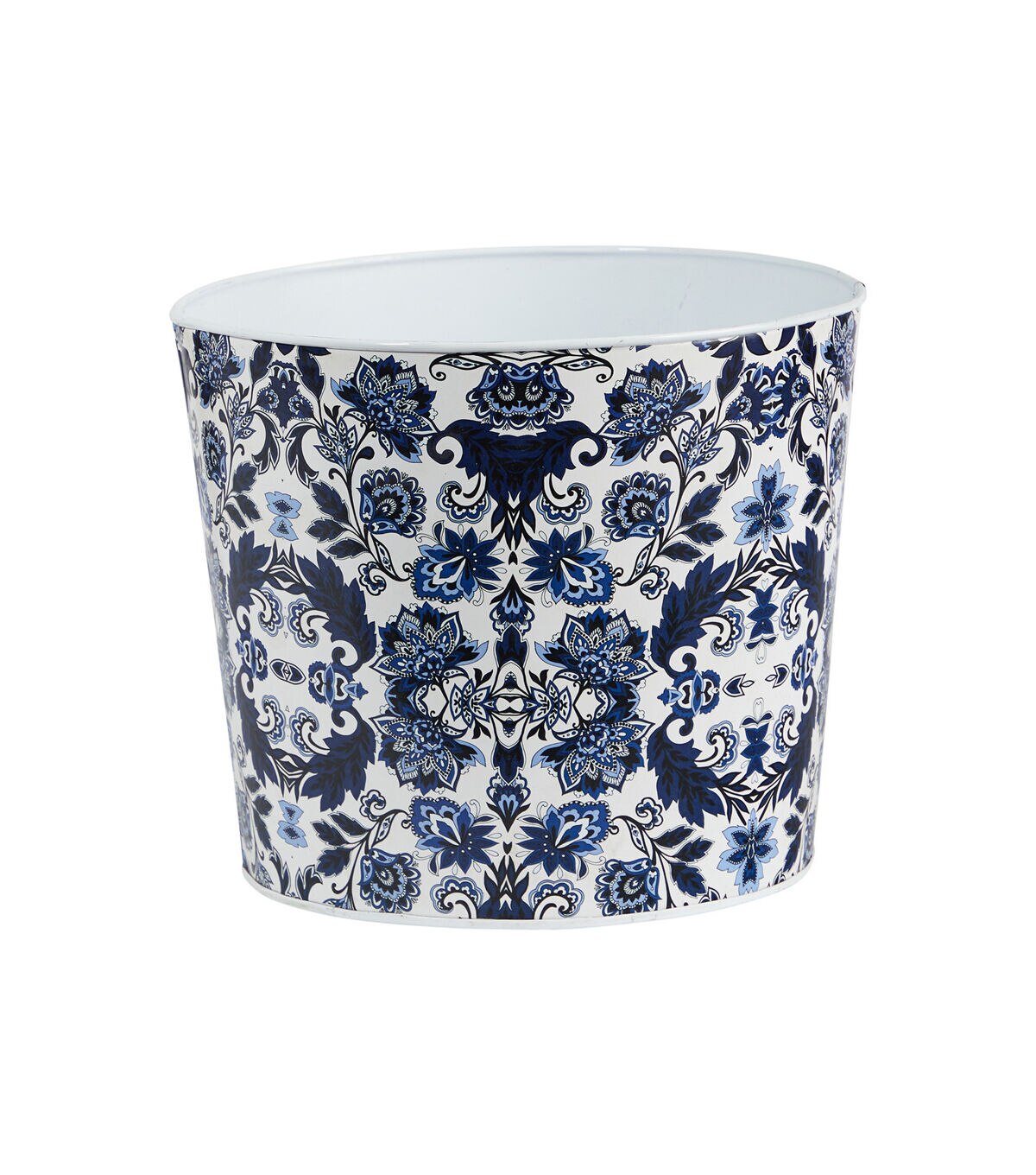 Nearly Natural 12" Oriental Blue & White Metal Planter