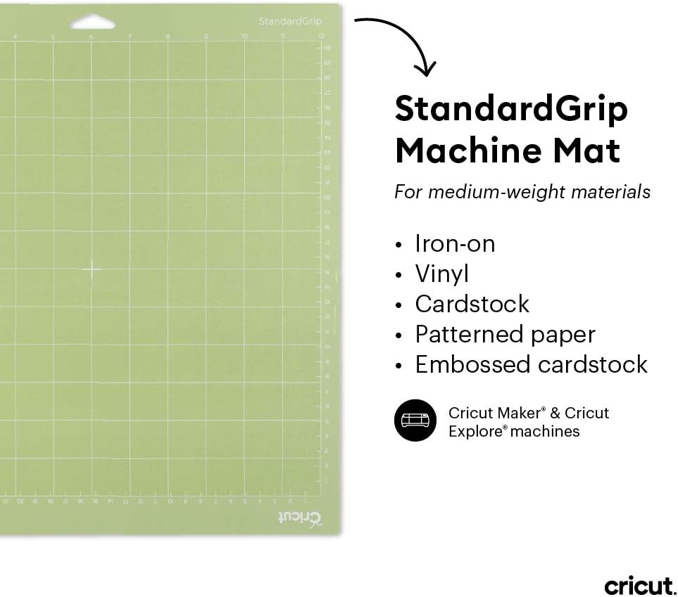Cricut StandardGrip Adhesive Cutting Mat 12"x12" - For Cricut Explore Air 2/Cricut Maker - 3 Pack, Green (2004702)