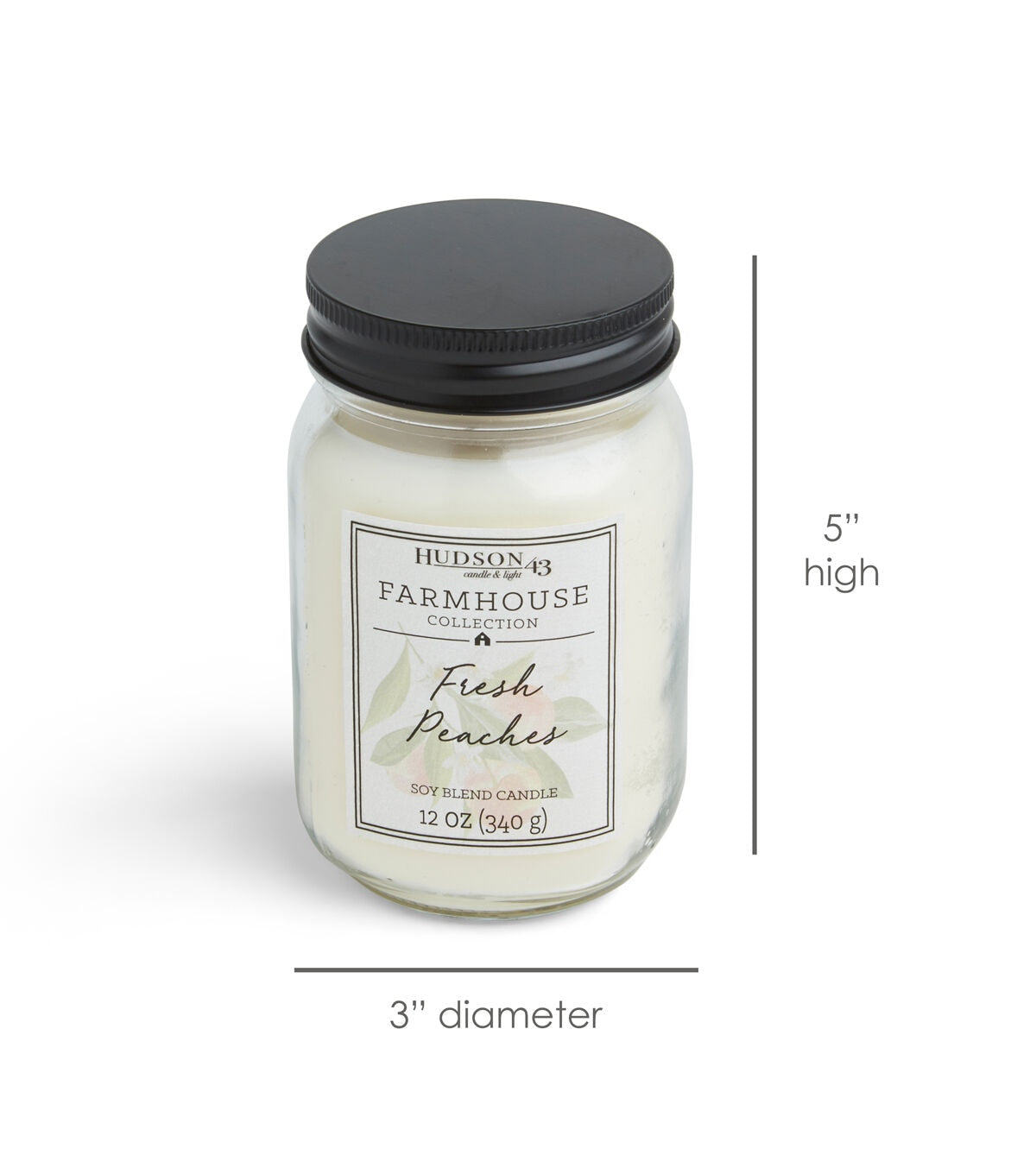 12oz Fresh Peaches Scented Mason Jar Candle by Hudson 43
