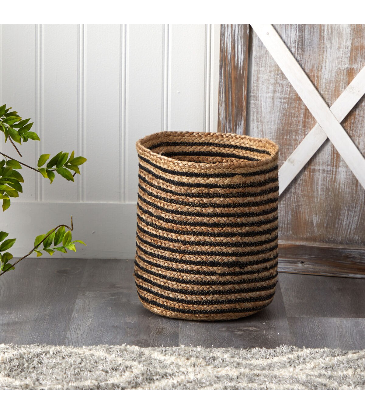 Nearly Natural 13.5" Handmade Natural Jute Basket Planter