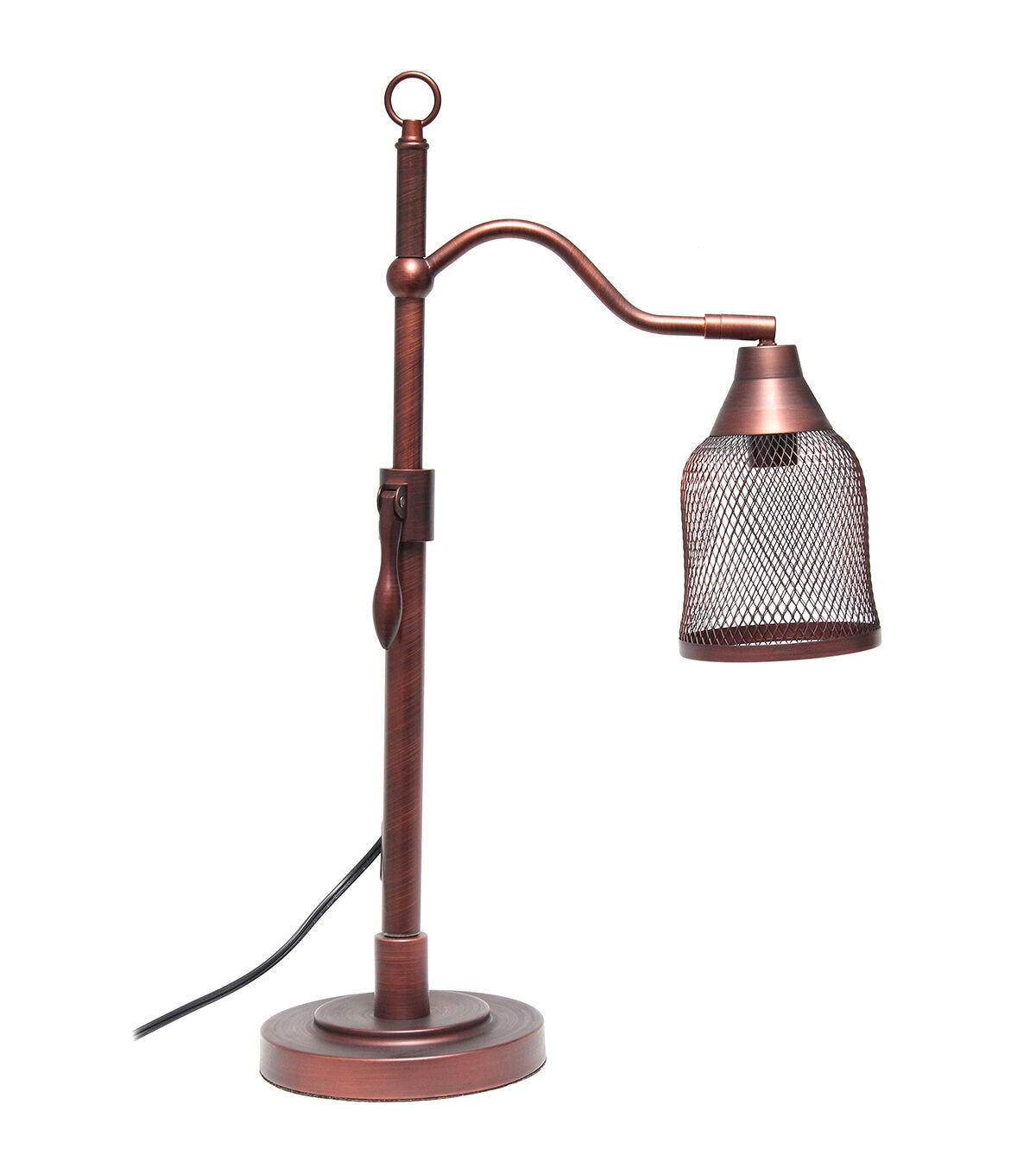 All The Rages Vintage Arched Table Lamp with Iron Mesh Shade, Red Bronze