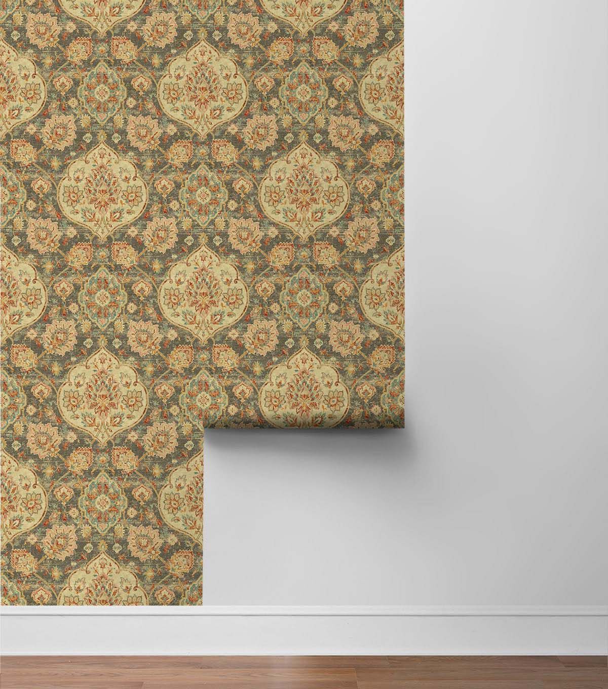 Surface Style 20.5' x 18' Smoke Caspian Peel & Stick Wallpaper