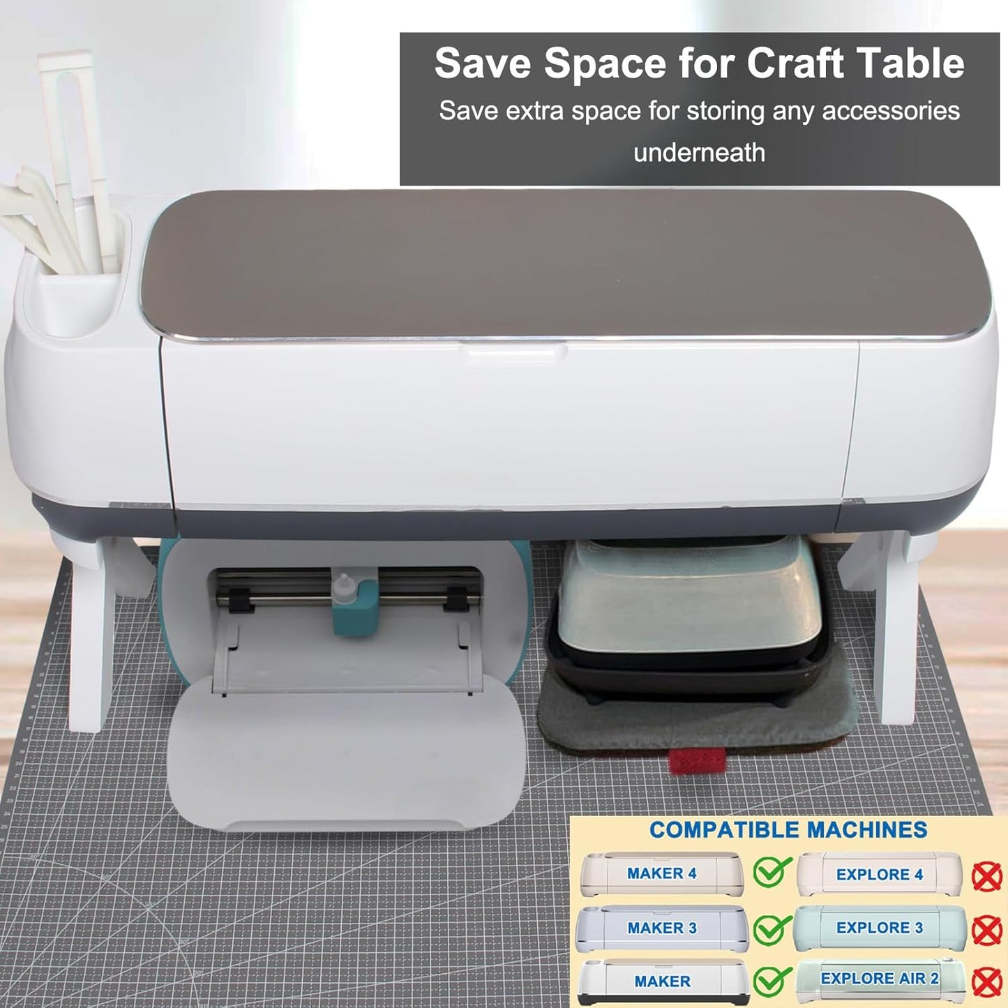 LOPASA Stand Legs Compatible with Cricut Explore 4, 3, Air 2, Machine Organization and Storage, Craft Desk Accessories and Space Organizer, Cutting Machine Storage Solutions