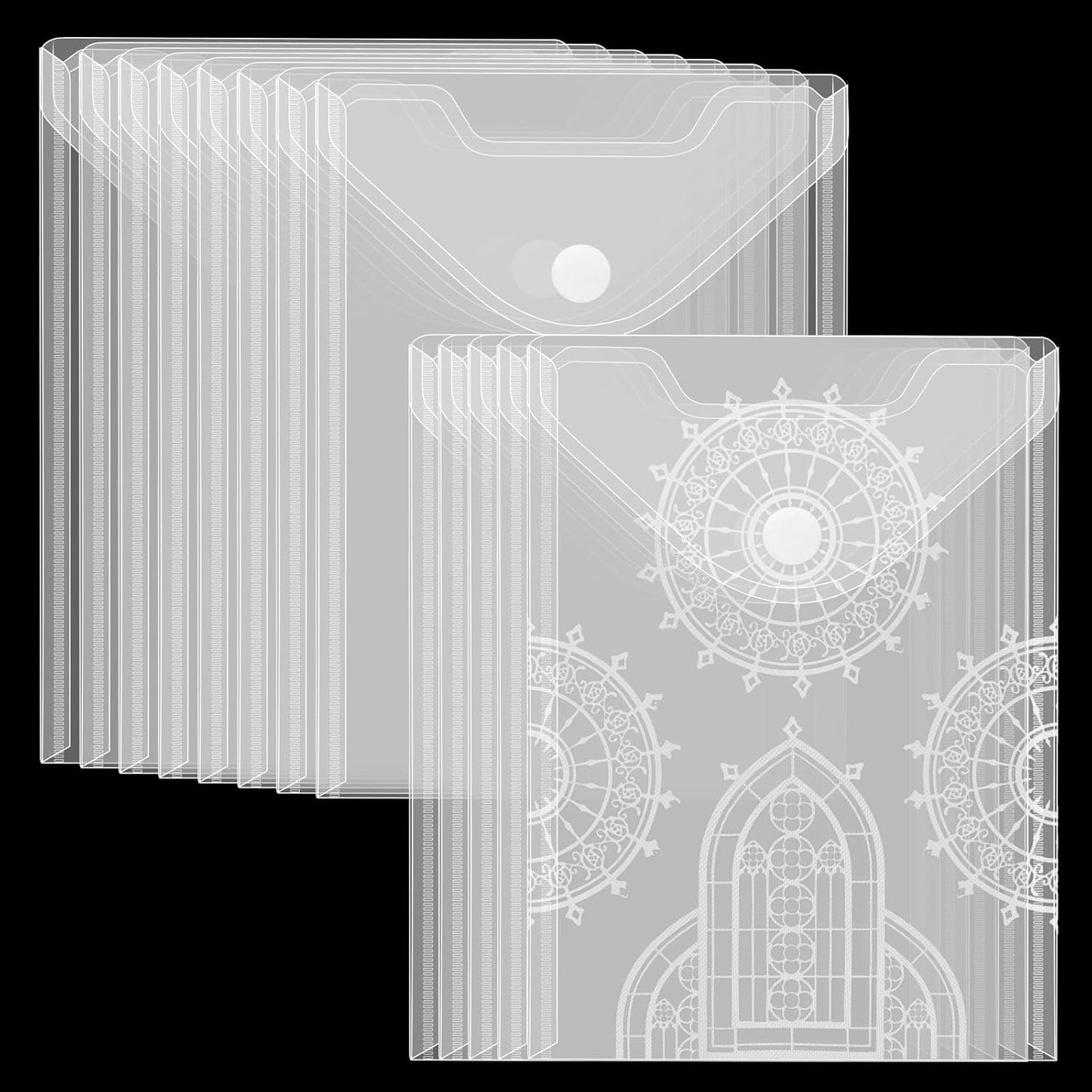 24 Pack Large Clear Die & Stamp Storage Bag Transparent Plastic Folders for Cutting Dies Stencil Embossing Crafts for DIY Scrapbooking Paper Card Craft Organizer Holder