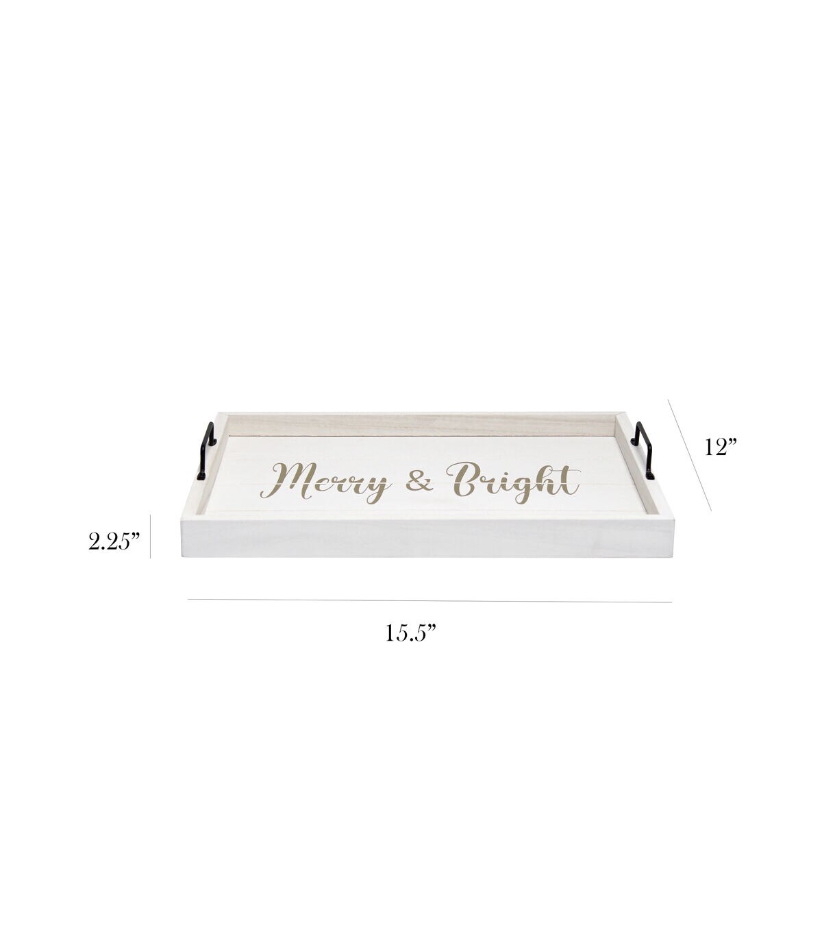 All The Rages Decorative Merry and Bright Wood Serving Tray 15.50" x 12"