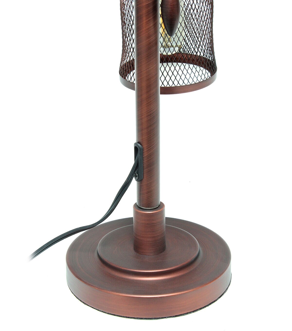 All The Rages Vintage Arched Table Lamp with Iron Mesh Shade, Red Bronze