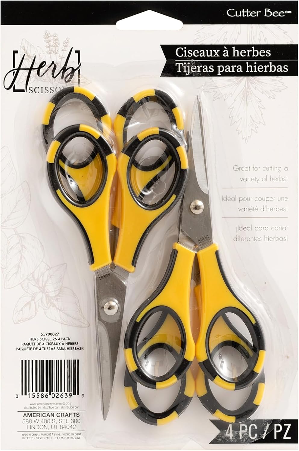 EK Tools Cutter Bee Precision Craft Scissors, Small, Yellow and Black, Package Includes 1 Ergonomic Scissor and 1 Protective Safety Cover, For Cutting, Paper, Herbs, and More