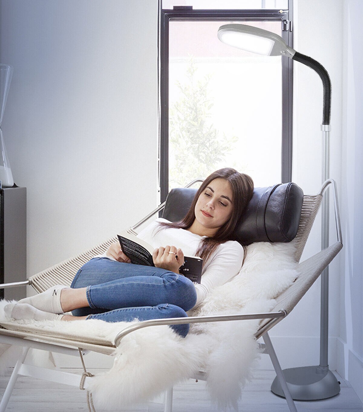 Brightech Litespan LED Floor Lamp - Silver
