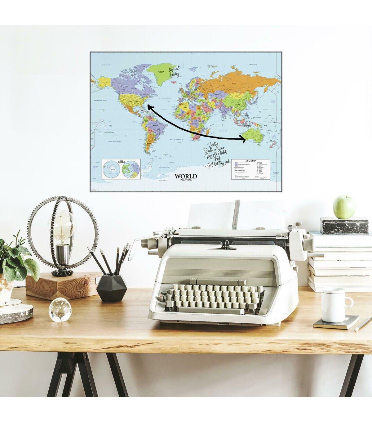 RoomMates Dry Erase Map Of The World Giant Decal