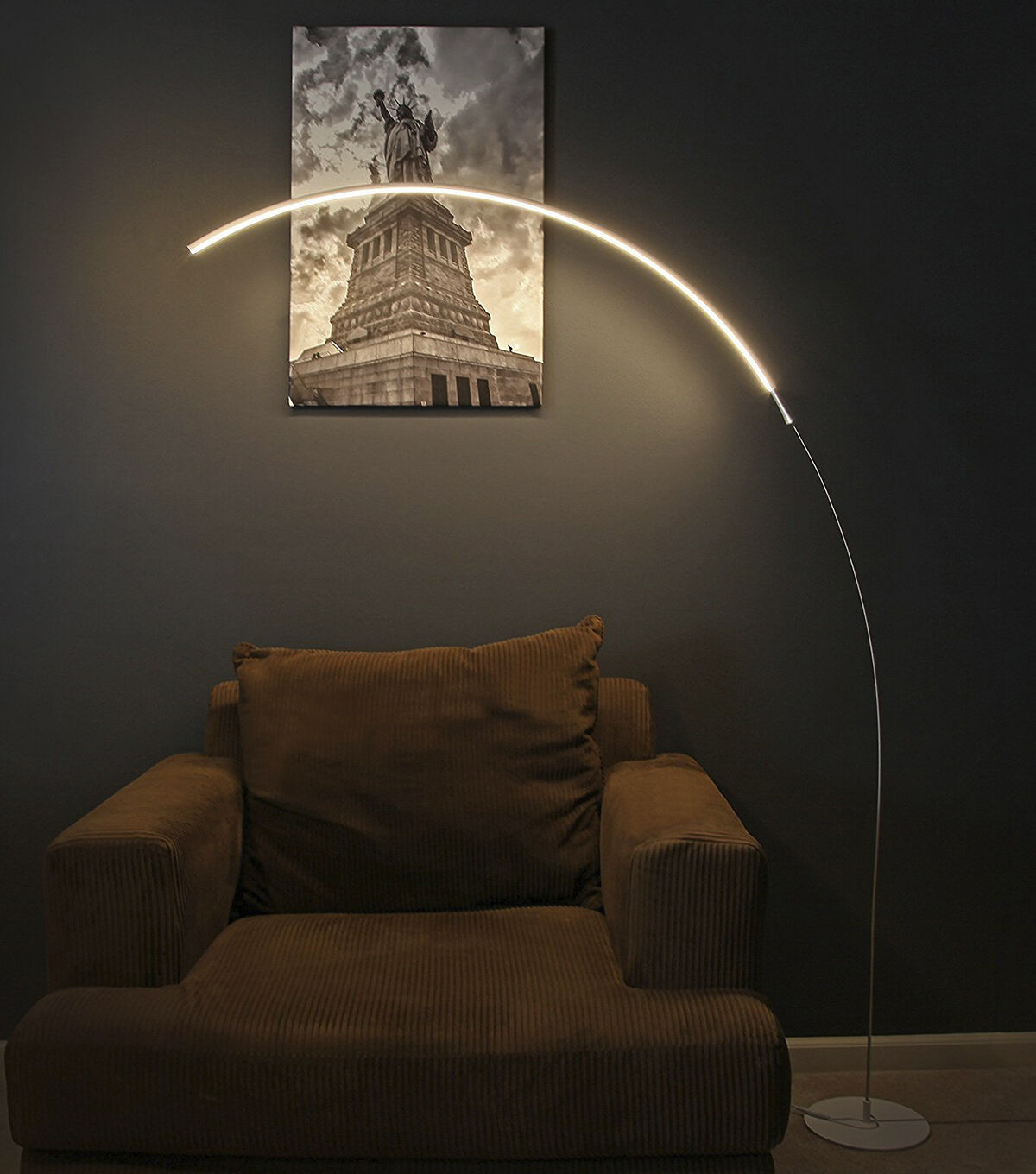 Brightech Sparq Arc LED Floor Lamp - Silver