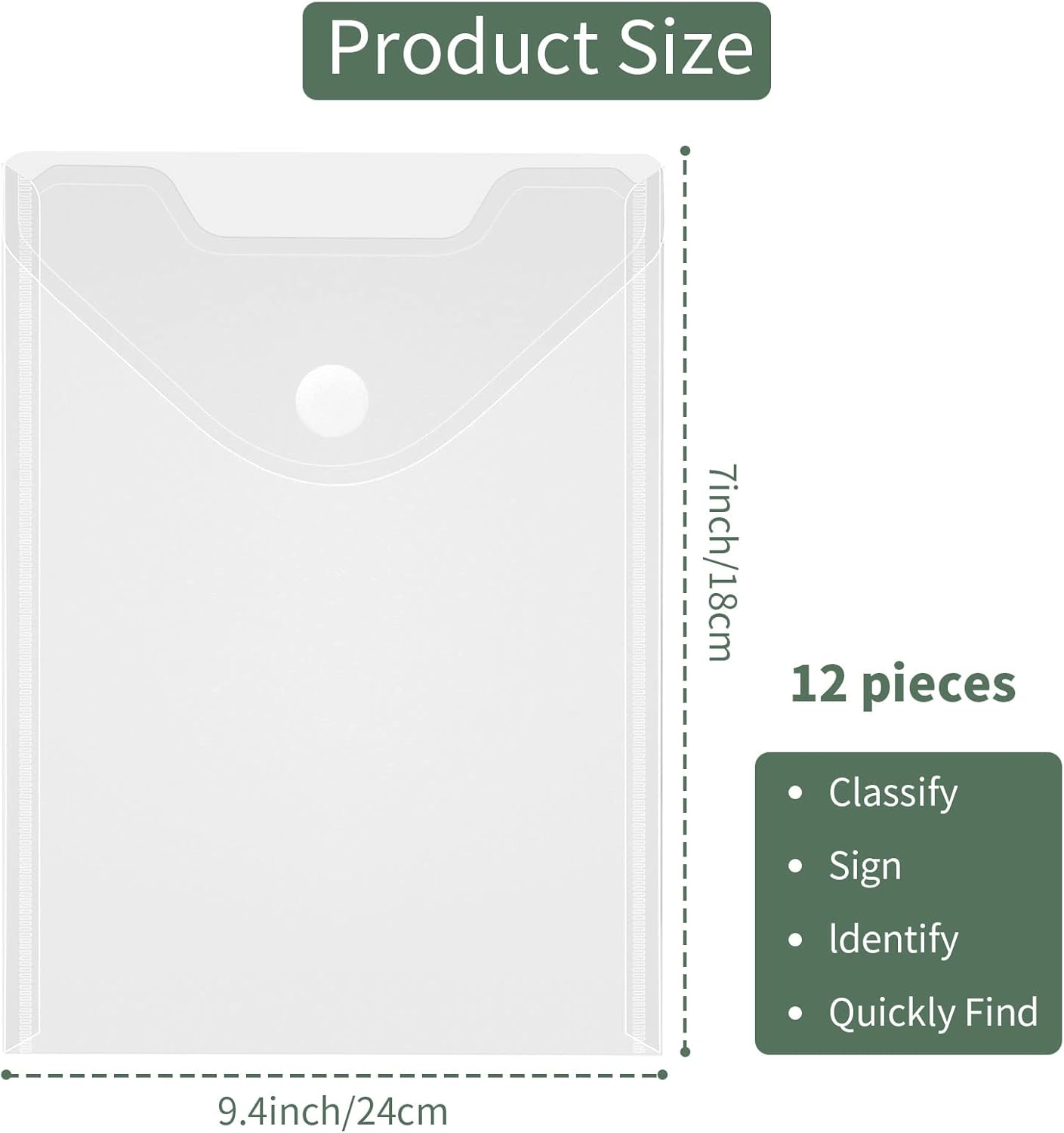 24 Pack Large Clear Die & Stamp Storage Bag Transparent Plastic Folders for Cutting Dies Stencil Embossing Crafts for DIY Scrapbooking Paper Card Craft Organizer Holder