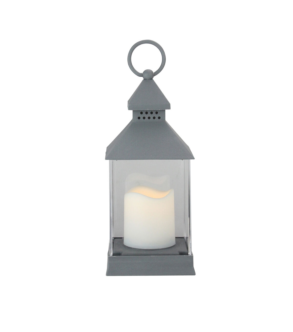 Northlight 9.5" Gray Candle Lantern with Flameless LED Candle