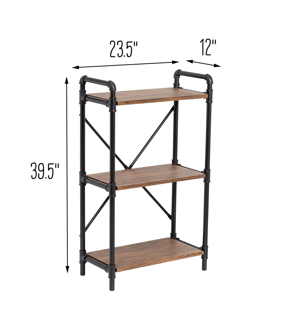 Honey Can Do 3 Tier Industrial Bookshelf Black