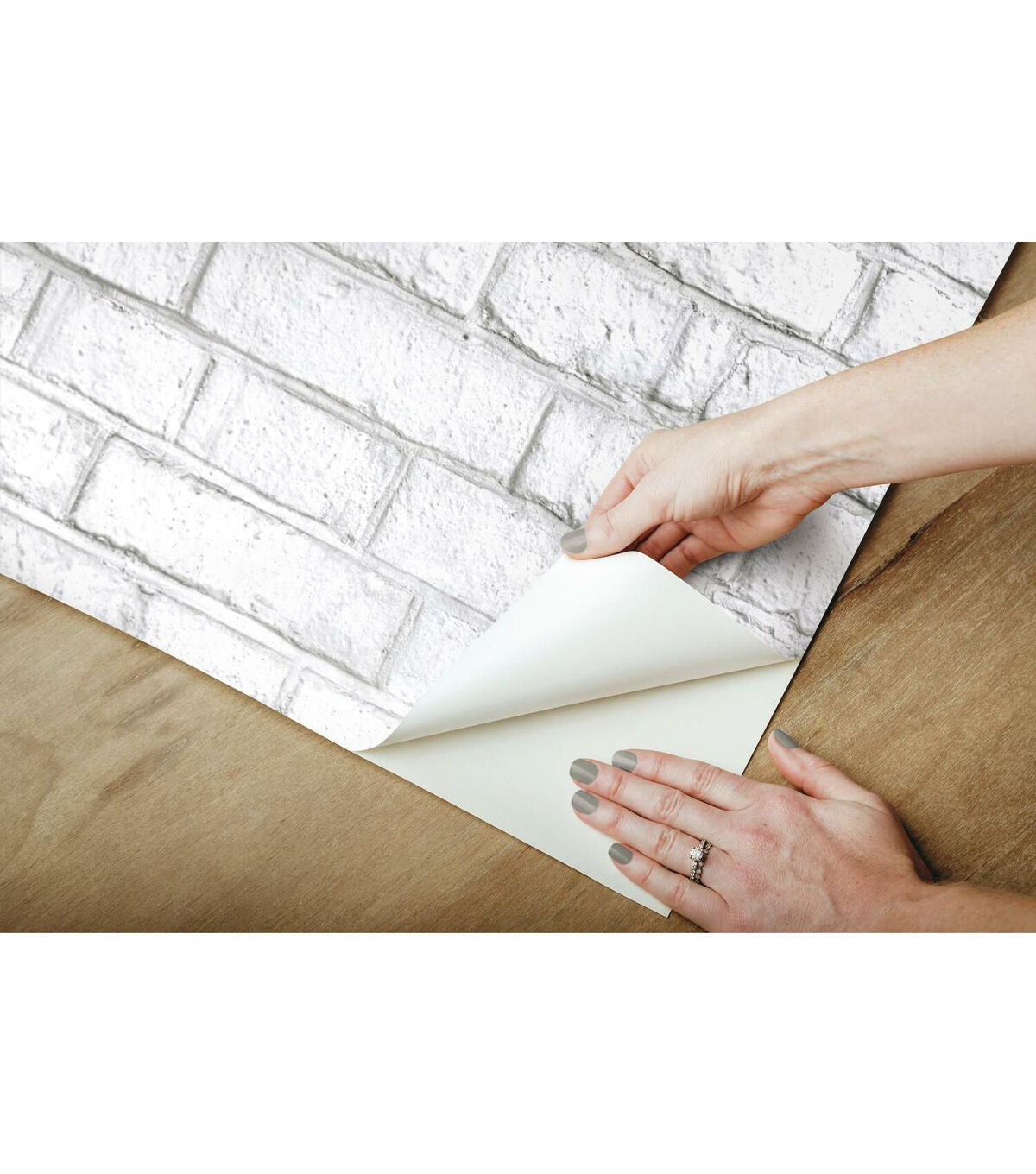 RoomMates White Brick Peelable Wallpaper White