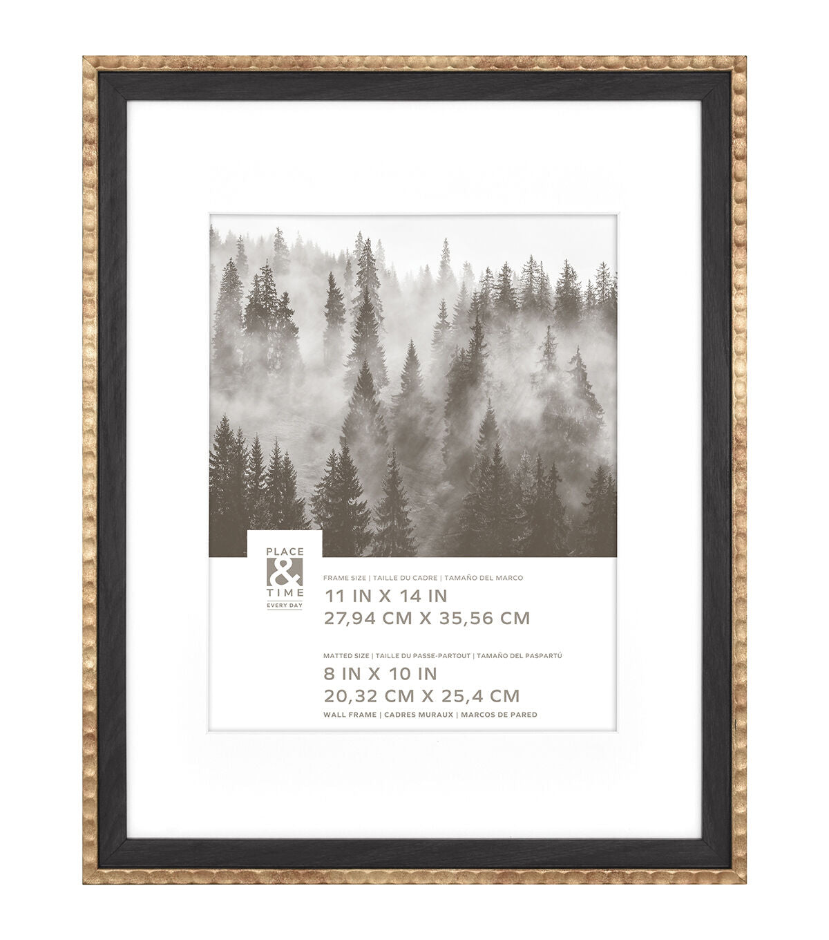 11" x 14" Matted to 8" x 10" Black & Brass Wall Frame by Place & Time