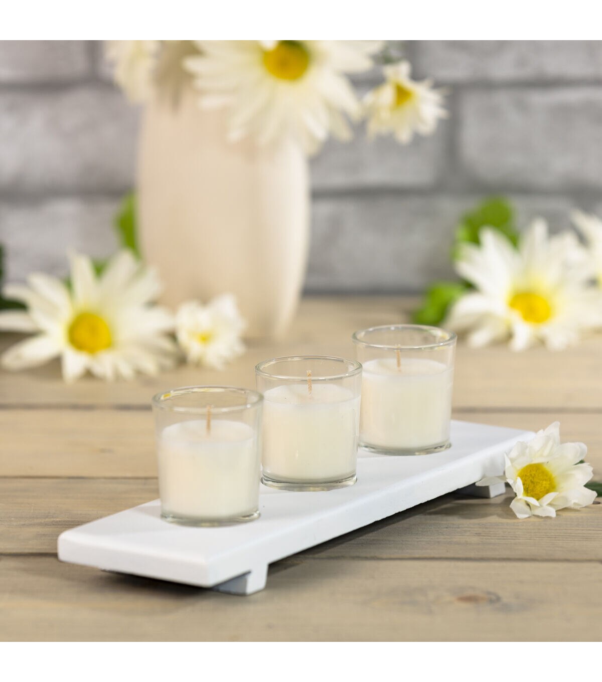5pk White Unscented Votive Candles With Glass Holders by Hudson 43