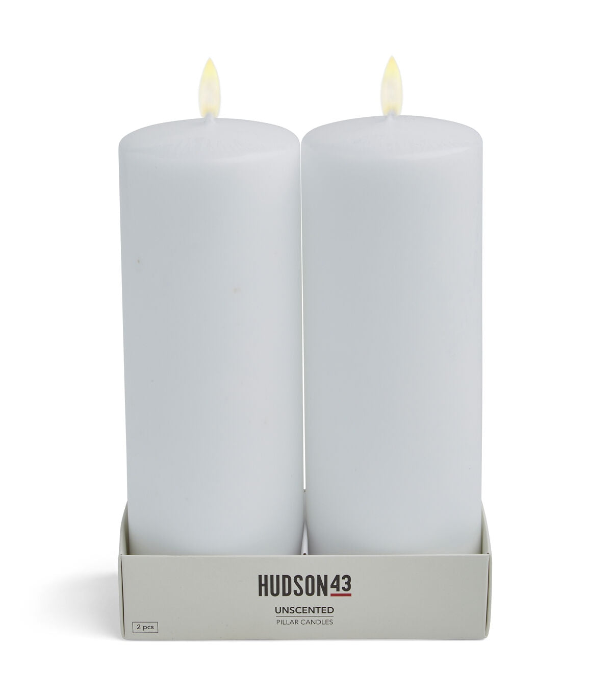 3" x 8" White Unscented White Pillar Candles by Hudson 43