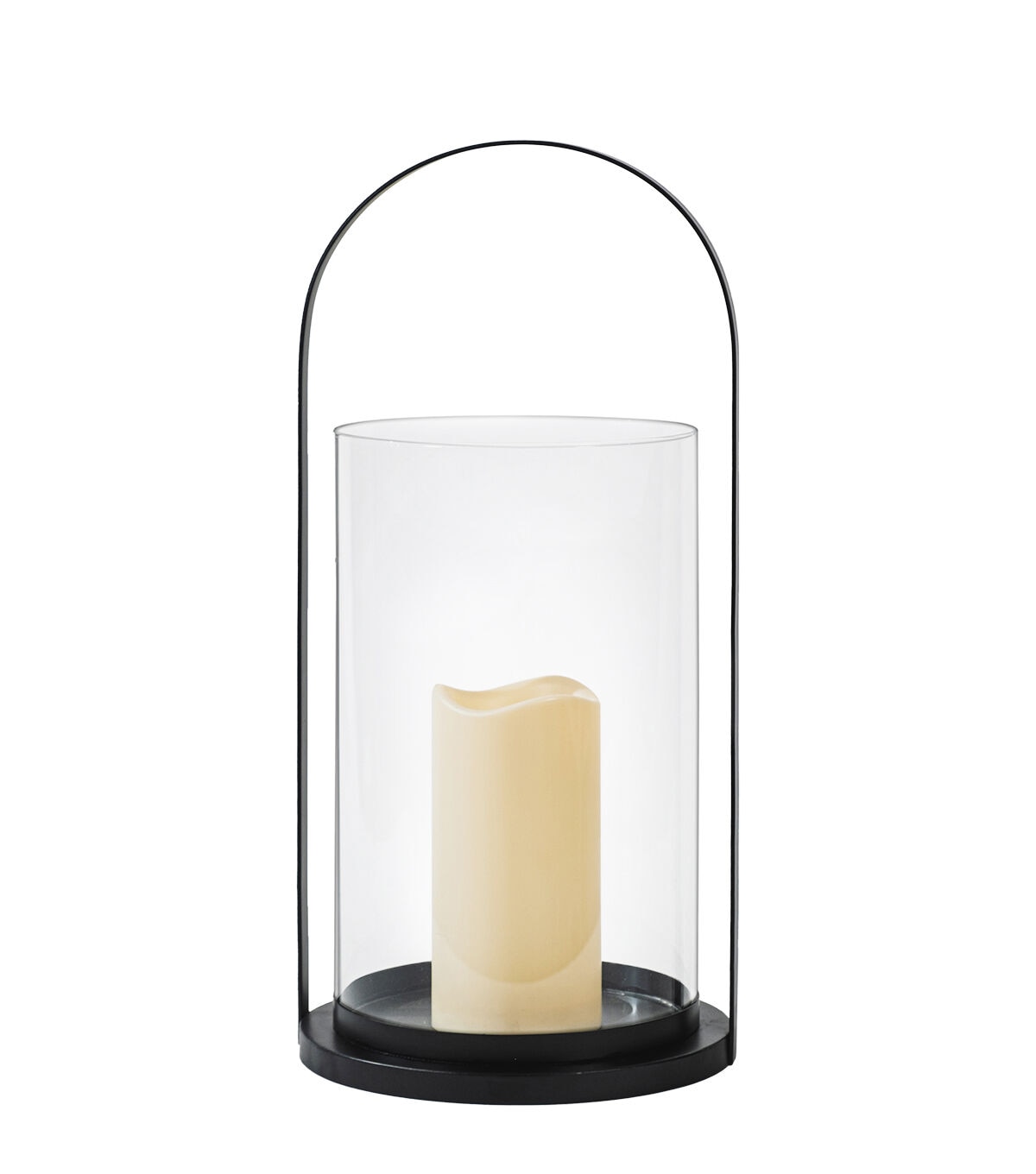 16" Black Lantern With LED Candle by Place & Time