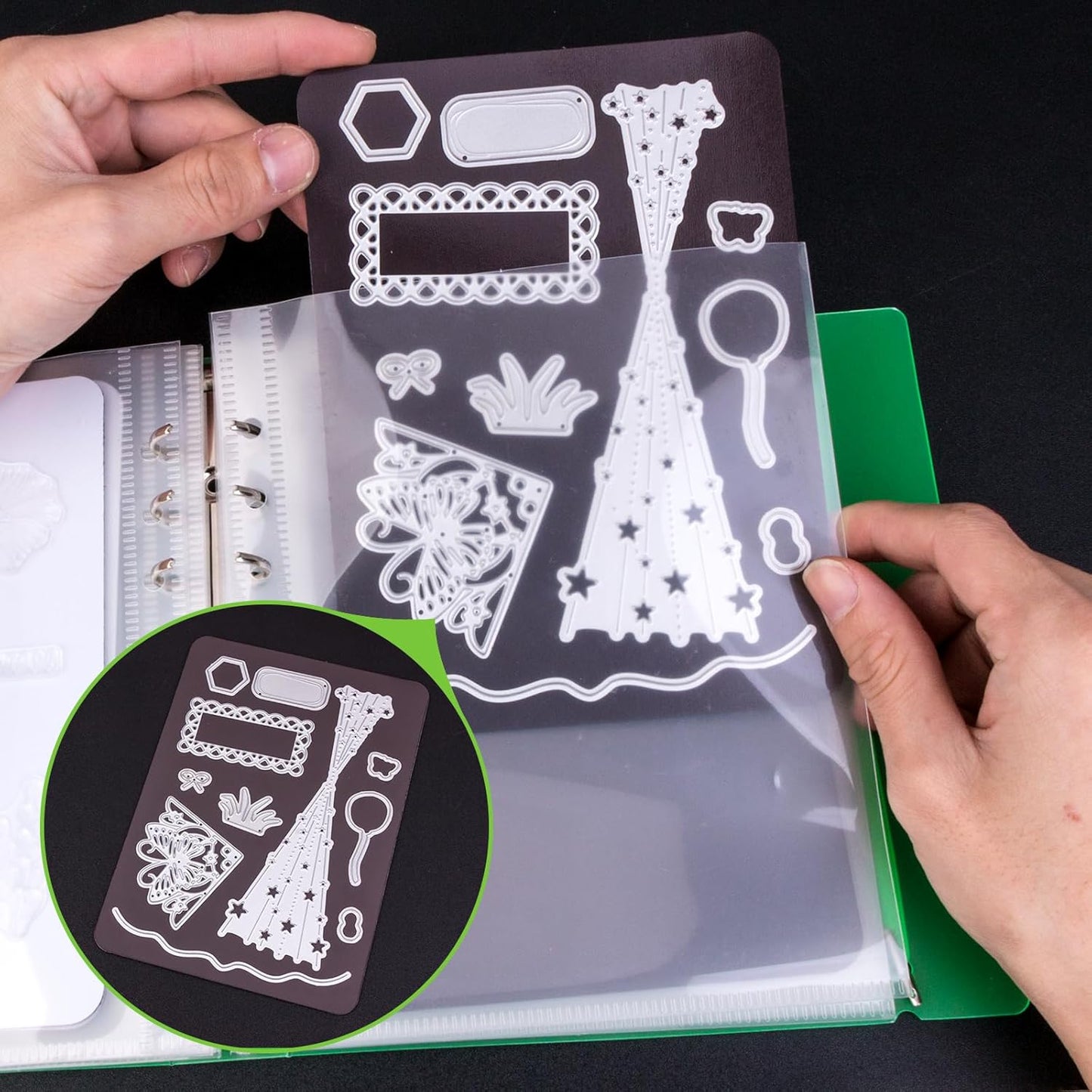 UNIMEIX 12 Pcs Magnetic Sheets for Die Storage with 1 Binder Cover, Stamp and Die Storage Pockets Die Cut Storage for Card Making Supplies(0.8 mm Thickness, Purple)