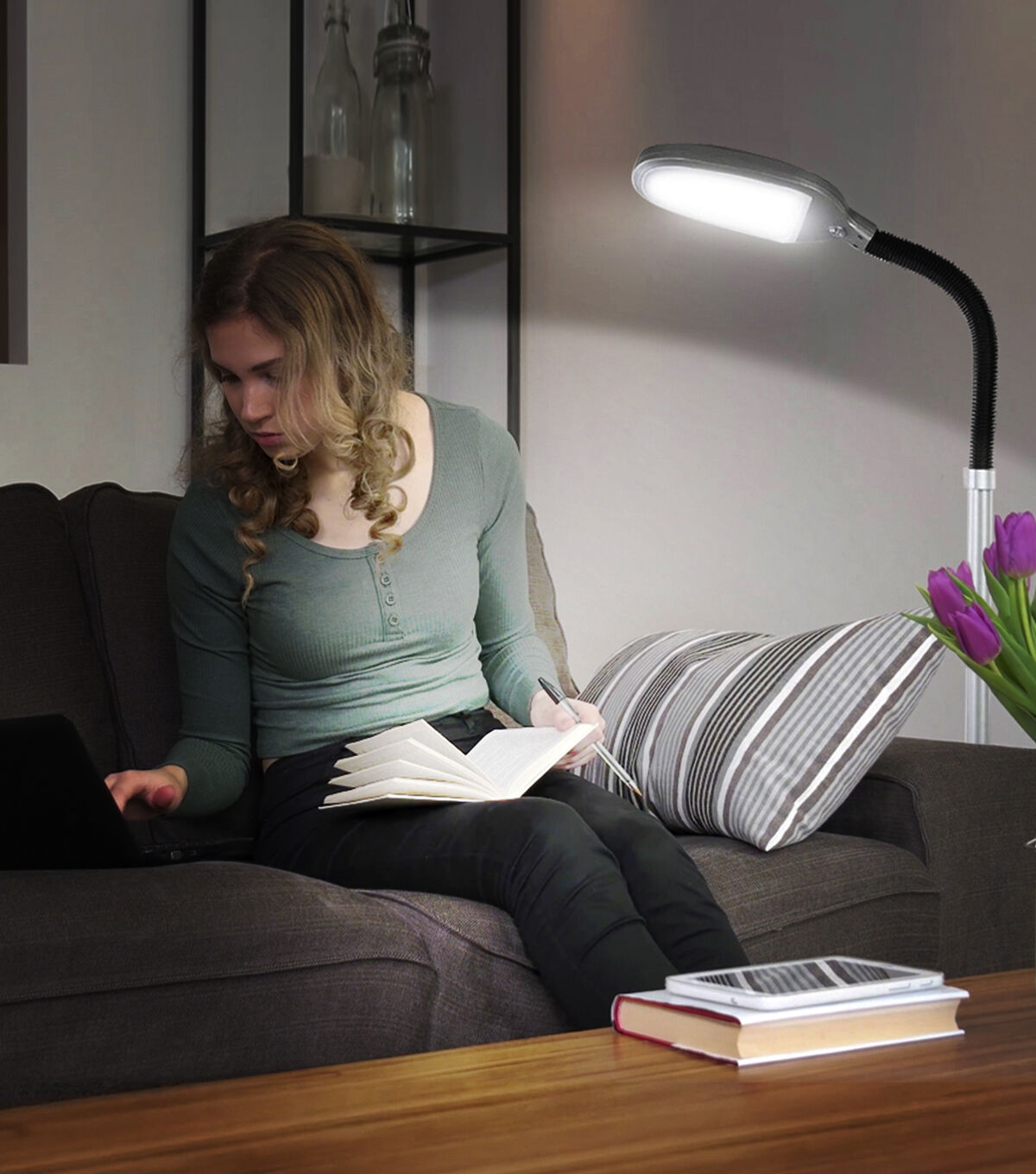 Brightech Litespan LED Floor Lamp - Silver