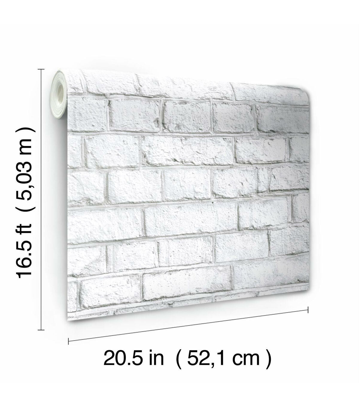 RoomMates White Brick Peelable Wallpaper White