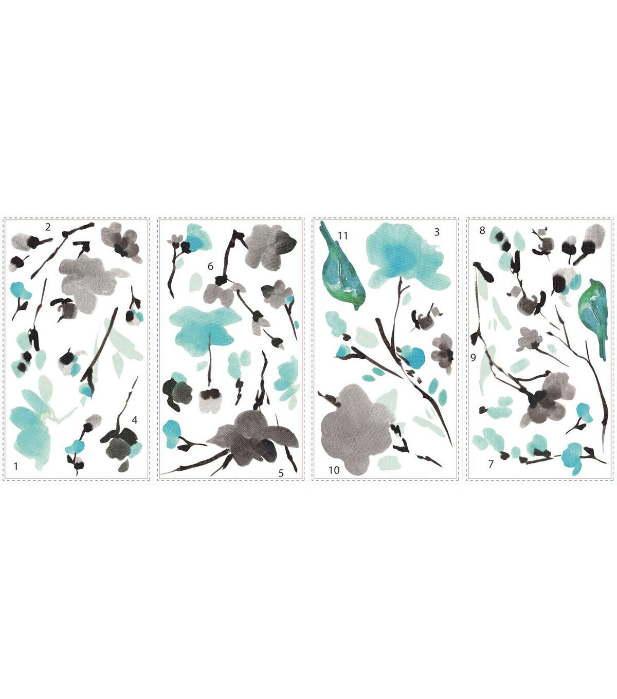 RoomMates Blossom Watercolor Bird Branch Decals