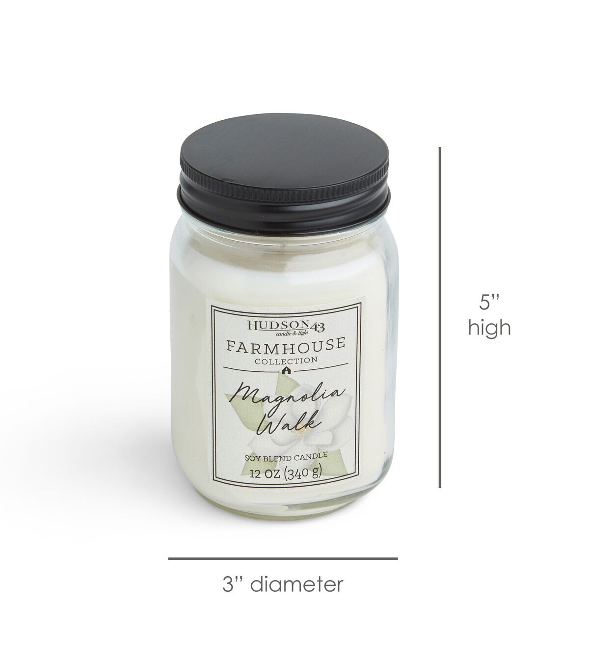 12oz Magnolia Walk Scented Mason Jar Candle by Hudson 43