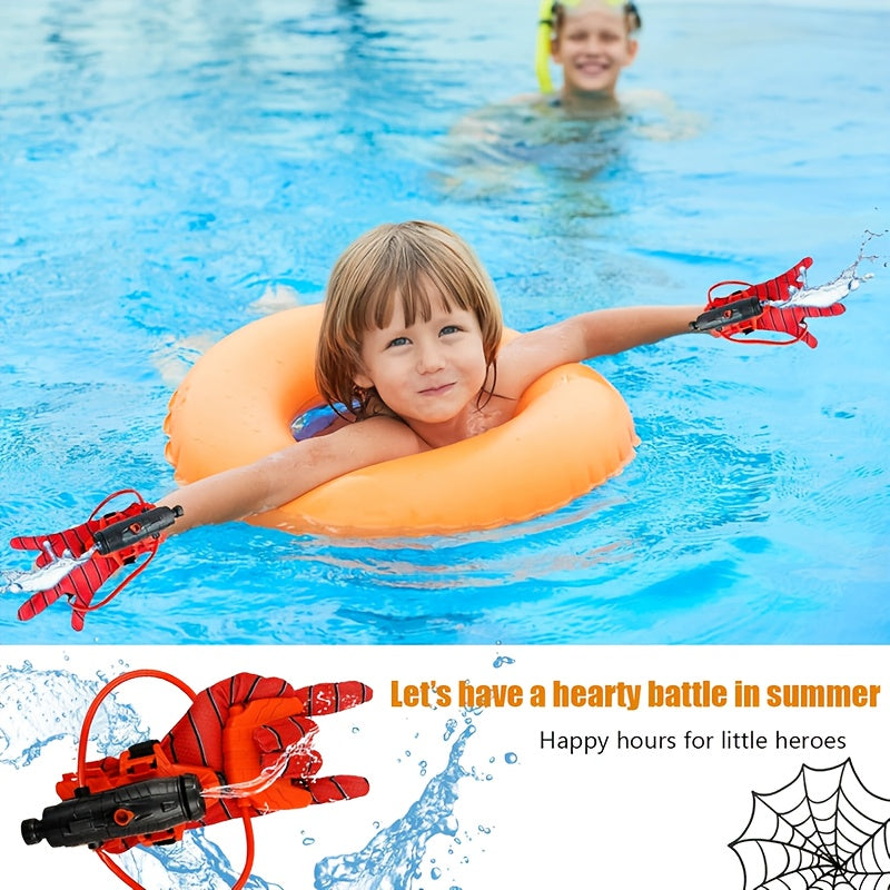 Ensemble de pistolets à eau de super-héros - Gants rouges et pistolet à eau, idéal pour la piscine, la plage et les combats d'eau en plein air, jouet aquatique amusant | Design amusant | Plastique durable