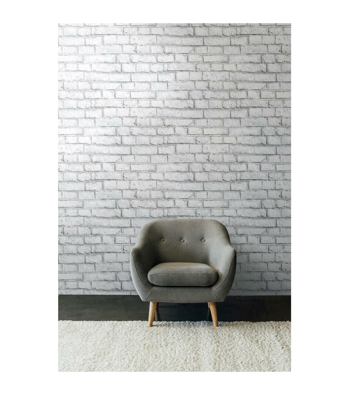 RoomMates White Brick Peelable Wallpaper White