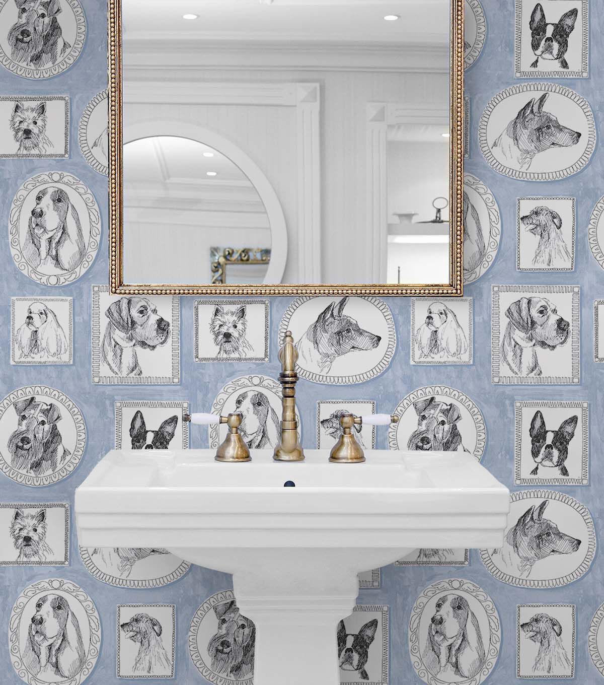 Surface Style 20.5' x 18' Celestial Pup Portraits Peel & Stick Wallpaper