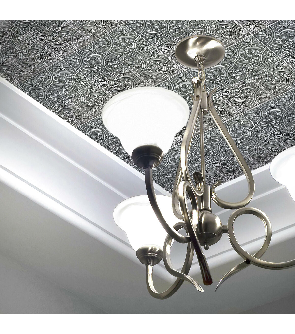 Silver Tin Peel & Stick Tile Backsplash
