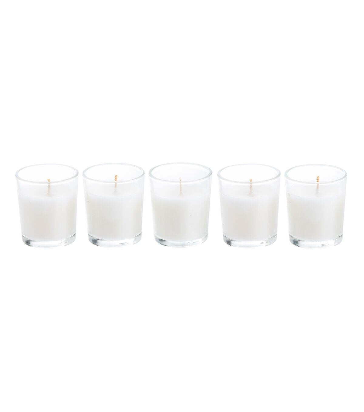 5pk White Unscented Votive Candles With Glass Holders by Hudson 43