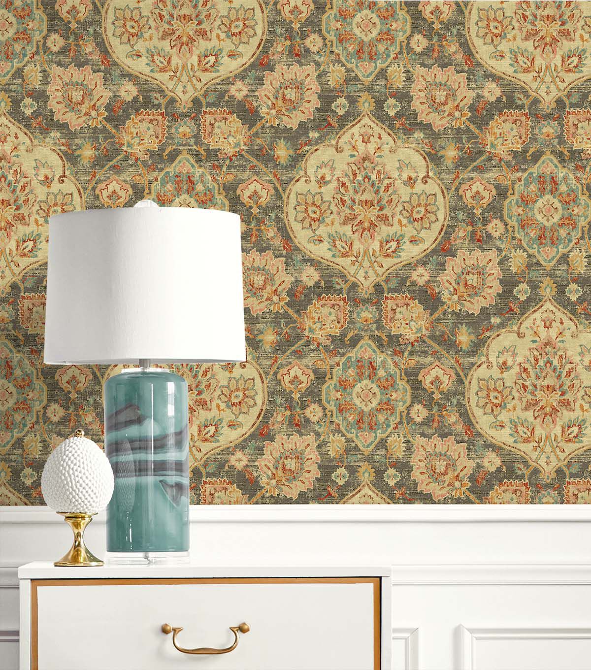 Surface Style 20.5' x 18' Smoke Caspian Peel & Stick Wallpaper