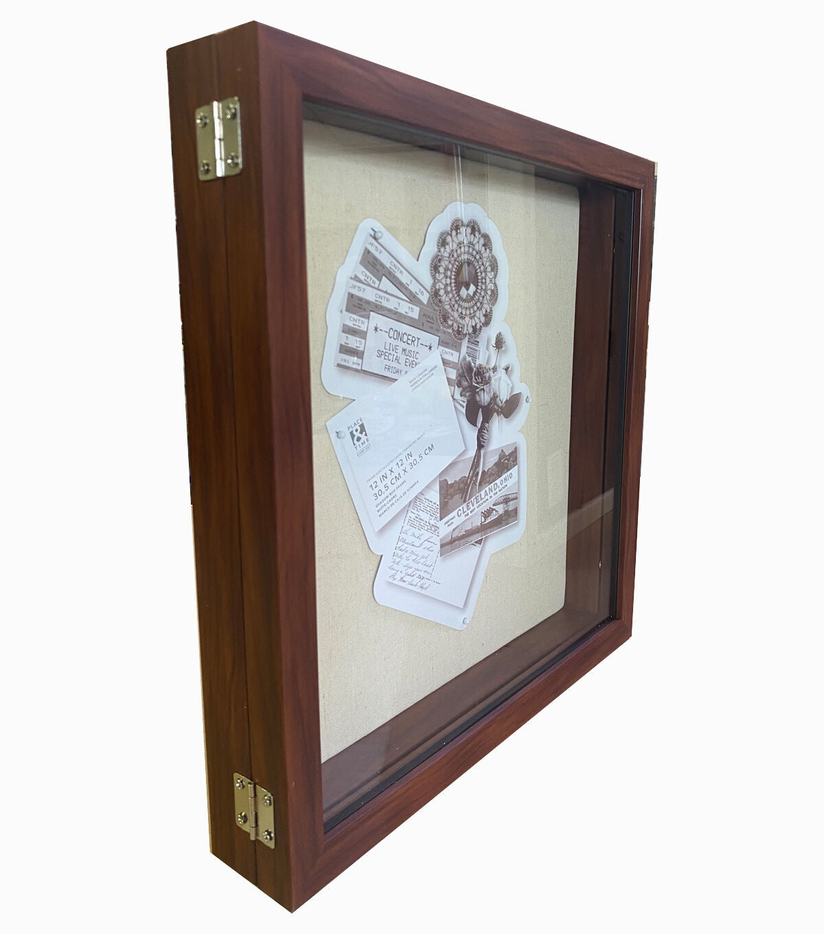 12" x 12" Cherry Front Loading Shadow Box by Place & Time