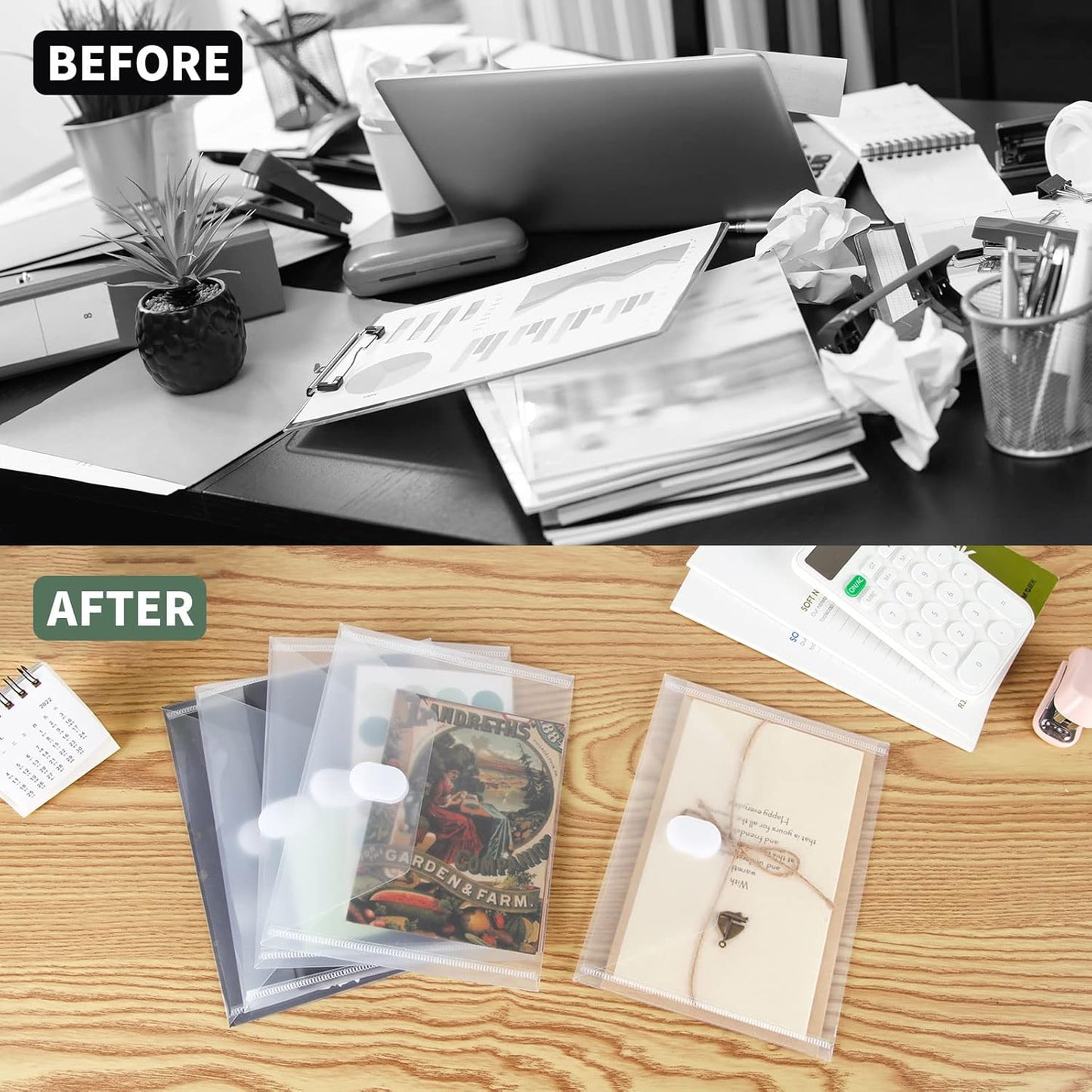 24 Pack Large Clear Die & Stamp Storage Bag Transparent Plastic Folders for Cutting Dies Stencil Embossing Crafts for DIY Scrapbooking Paper Card Craft Organizer Holder