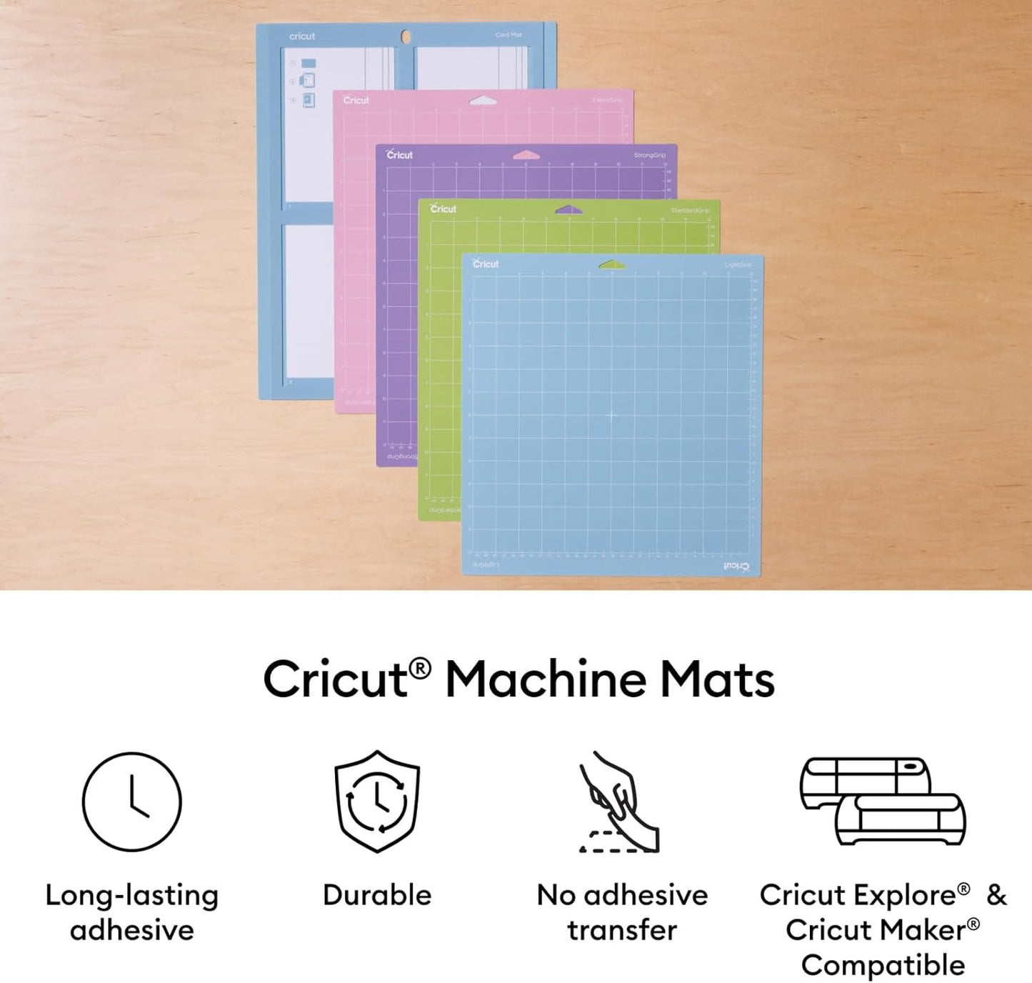 Cricut StandardGrip Adhesive Cutting Mat 12"x12" - For Cricut Explore Air 2/Cricut Maker - 3 Pack, Green (2004702)