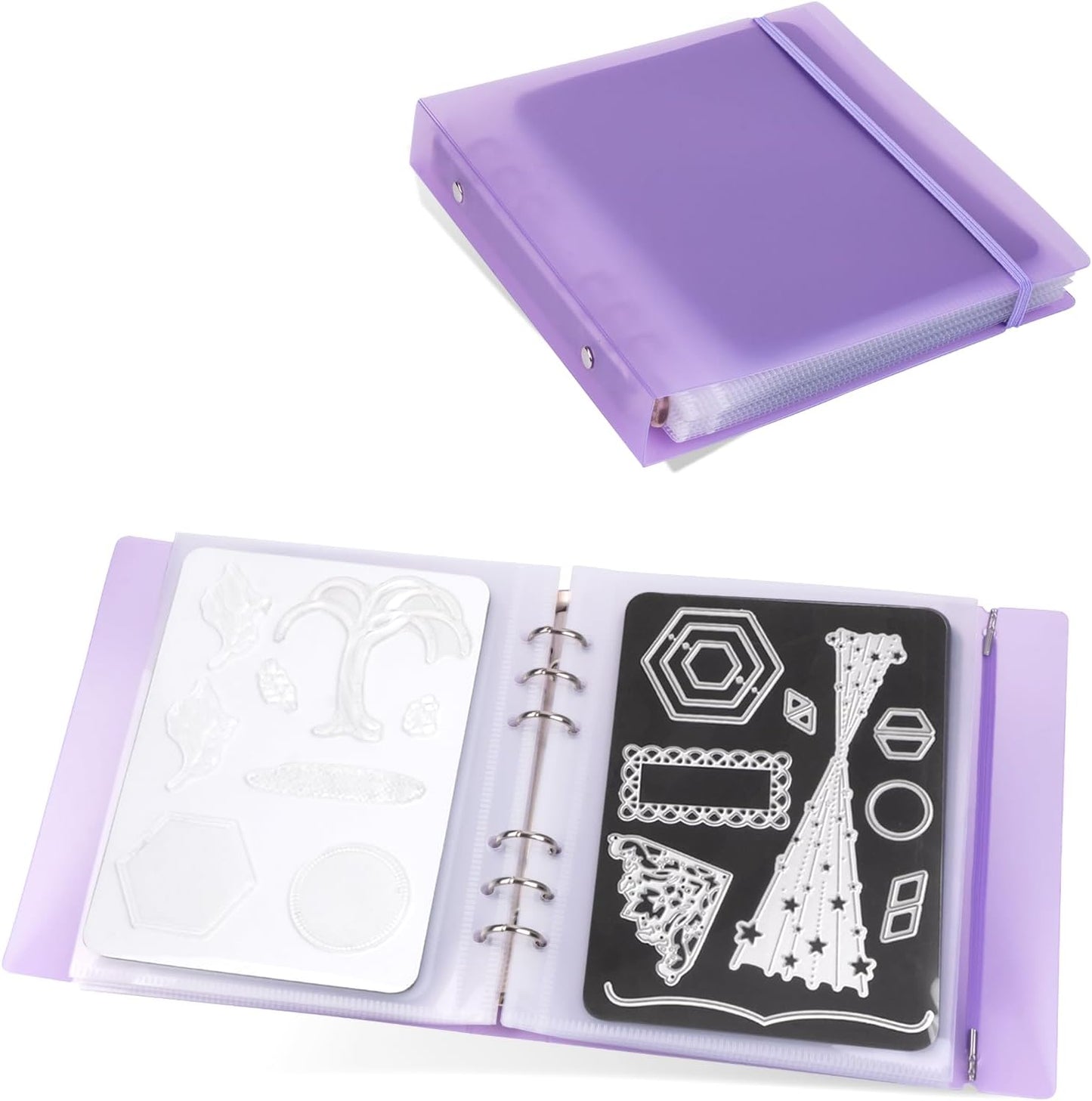 UNIMEIX 12 Pcs Magnetic Sheets for Die Storage with 1 Binder Cover, Stamp and Die Storage Pockets Die Cut Storage for Card Making Supplies(0.8 mm Thickness, Purple)