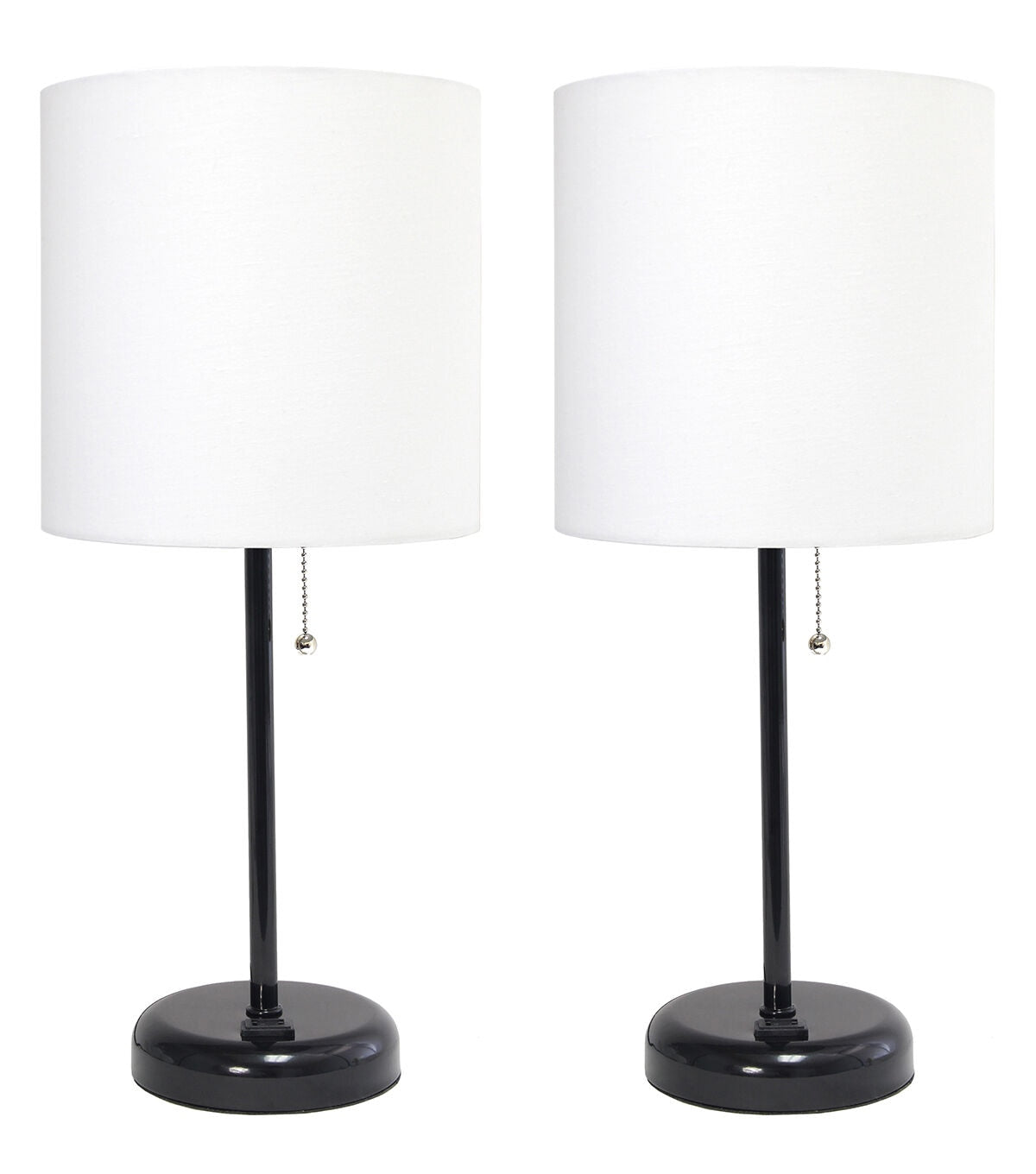 All The Rages 19.5" Black Stick Lamp With Charging Outlet 2pk