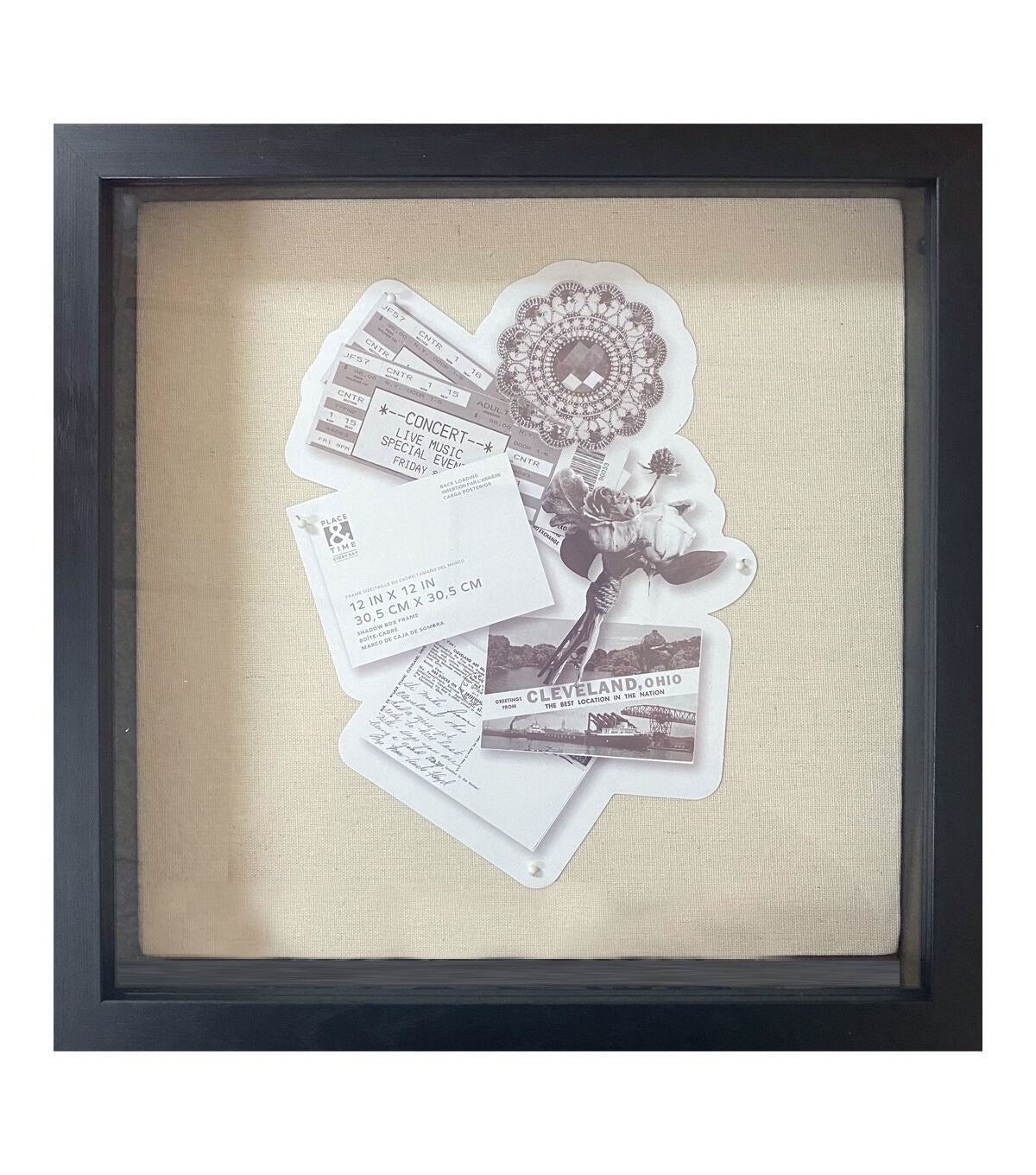 12" x 12" Black Front Loading Shadow Box by Place & Time