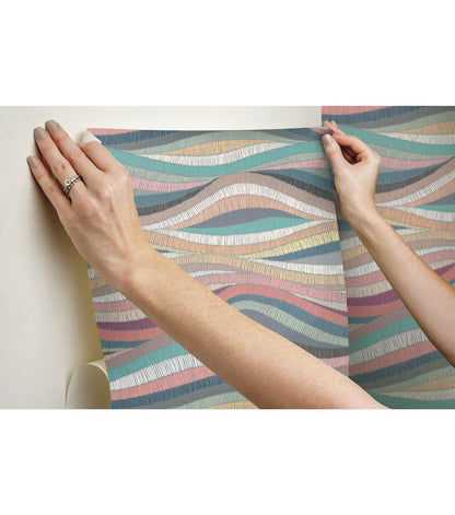 RoomMates 18" x 18' Multicolor Mosaic Waves Peel & Stick Wallpaper