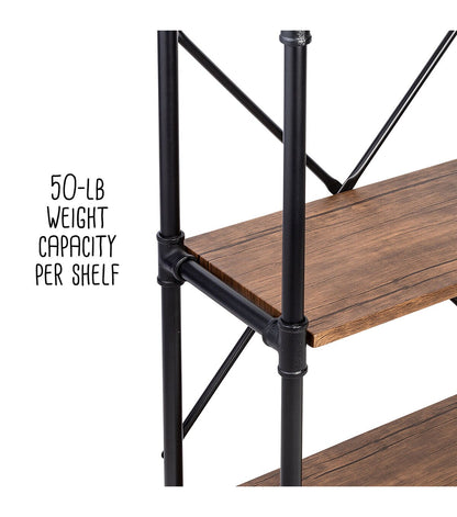 Honey Can Do 5 Tier Industrial Bookshelf Black