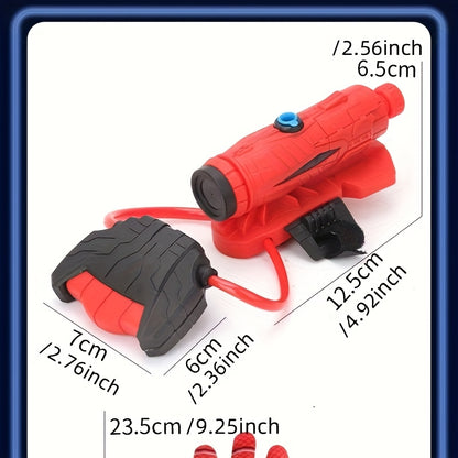 Arme à eau Spider Kid - Design de toile rouge et noire, action à pompe manuelle, jeu en plein air pour les jeunes, parfait pour les vacances en plein air, jouet de jeu en plein air | Détail de toile | Arme à eau en plastique durable, arme à eau Spider