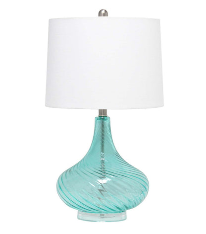 All The Rages 24" Wavy Glass Table Lamp With Linen Shade