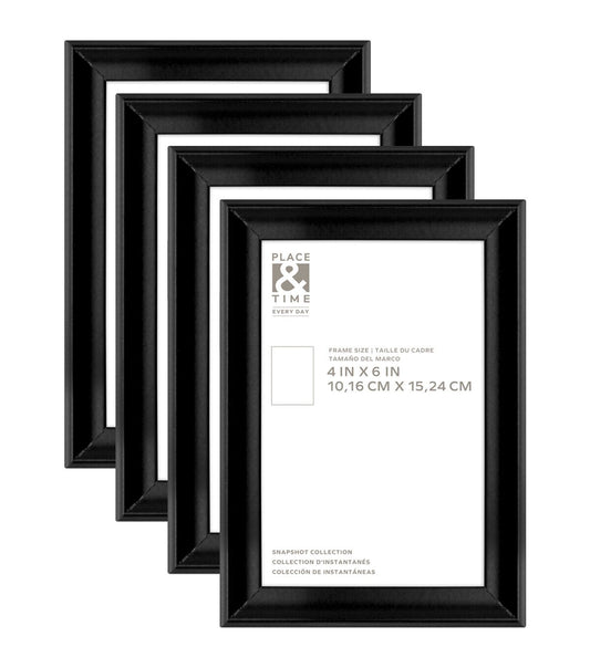 4" x 6" Black Snapshot Tabletop Picture Frames 4pk by Place & Time