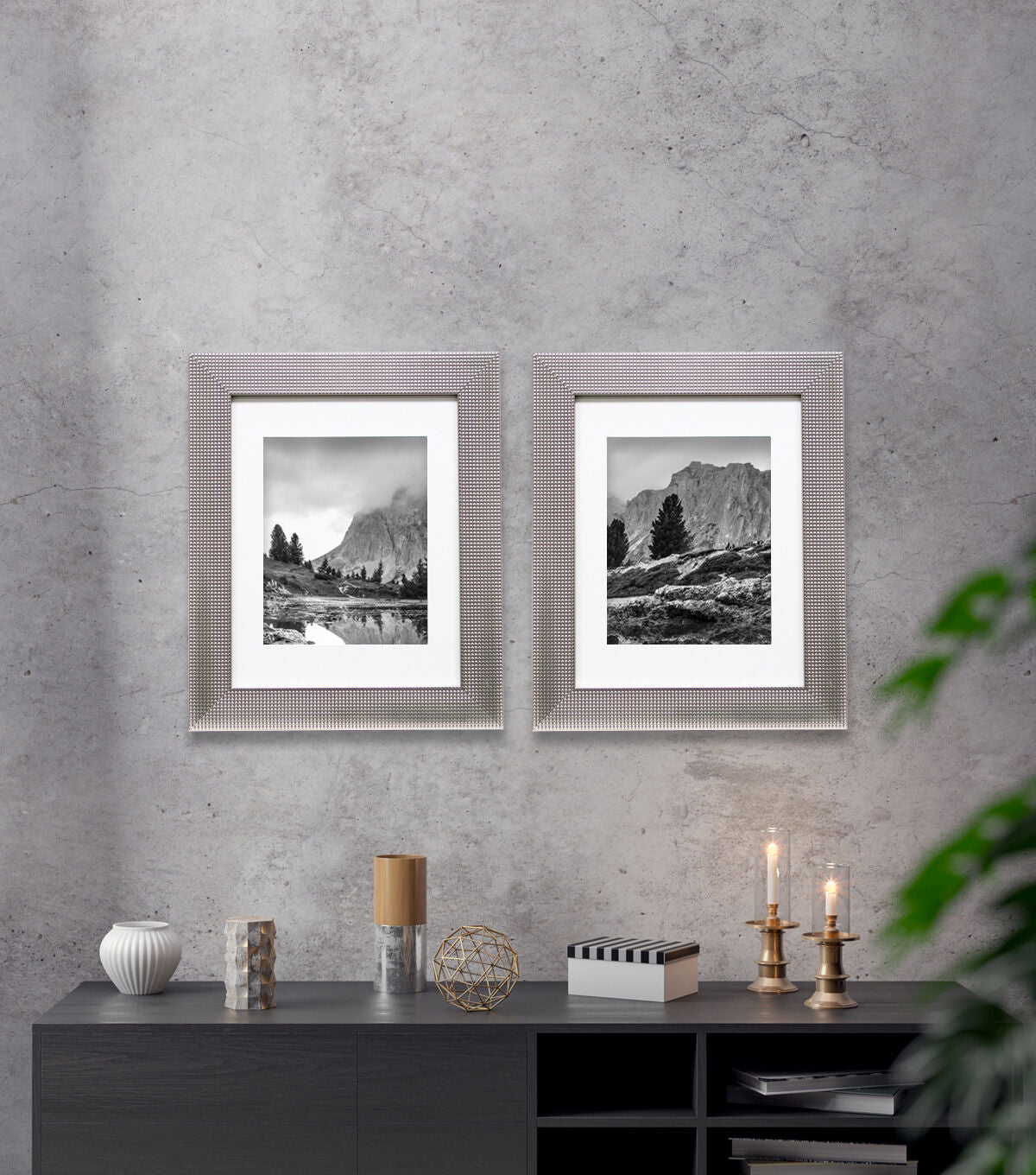 BP 11"x14" Matted to 8"x10" Silver Texture Bump Frame