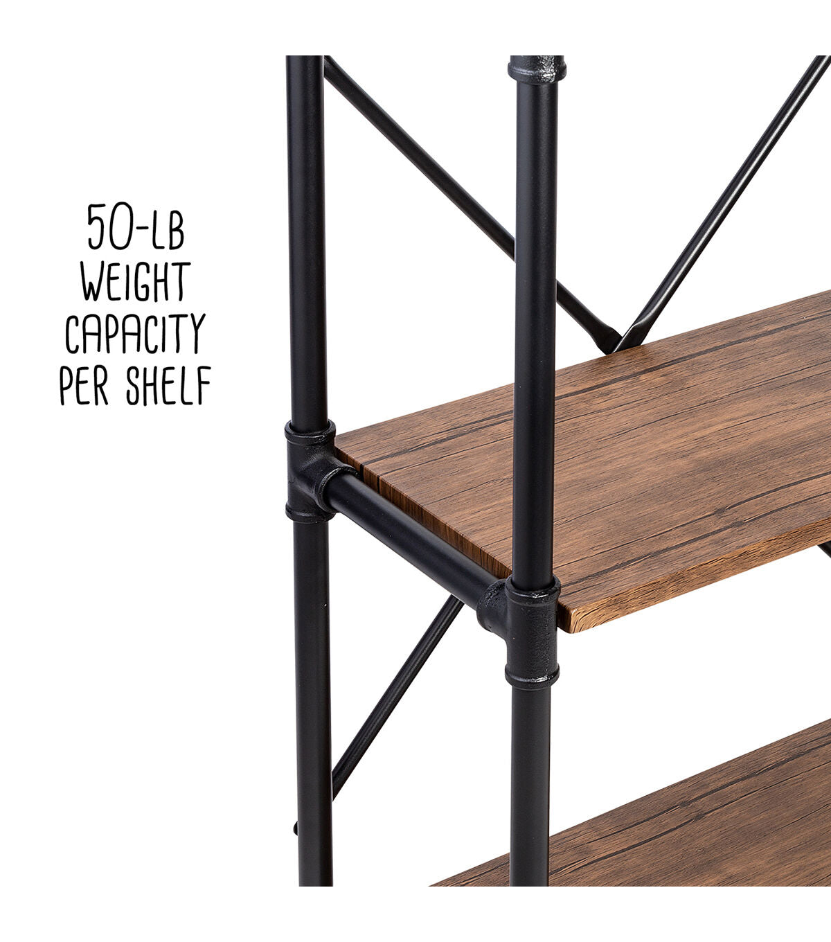 Honey Can Do 3 Tier Industrial Bookshelf Black