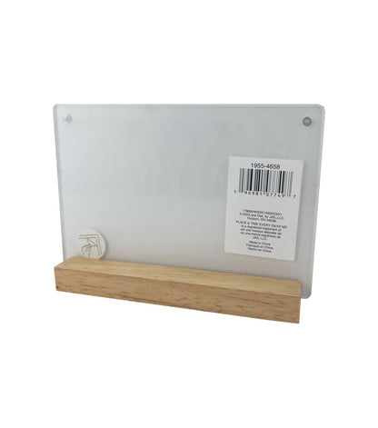 6" x 4" Acrylic Tabletop Picture Frame With Wood Base by Place & Time