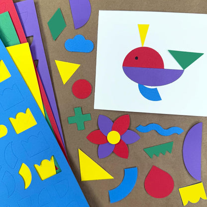 ARTshapes 840 pc Creative Paper Shapes Pack with 70+ Idea Guide - US Made Card Stock - Punch Out Funky DIY Craft Supplies for Whimsical Art Designs, Paper Crafts, and Pattern Play 5 Festive Colors