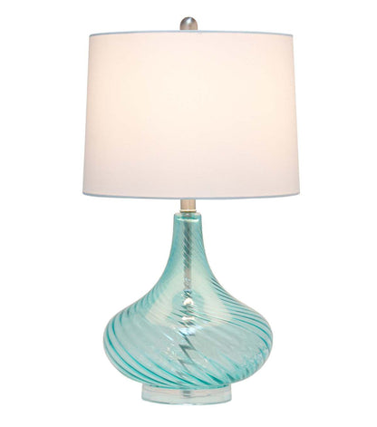 All The Rages 24" Wavy Glass Table Lamp With Linen Shade