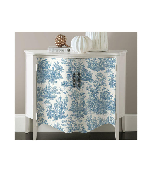 RoomMates 20.5" X 16.5' Blue Country Life Toile Peel & Stick Wallpaper